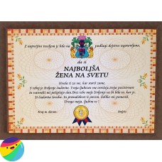 Certifikat - Najboljša žena na svetu